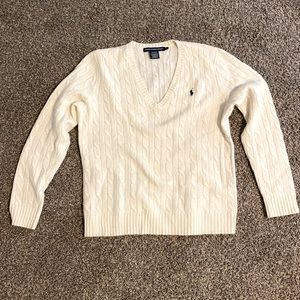 Cream Ralph Lauren Polo Cable-Knit Sweater in Women’s XL